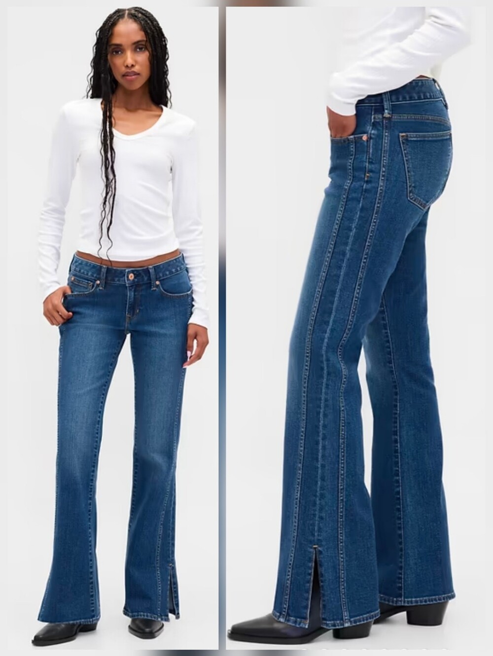 ❤️ GAP LOW RISE LONG & LEAN SEAMED SPLIT-HEM BOOTCUT JEANS, 4 (27)